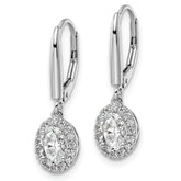 14k White Gold 1 1/5 carat Lab Grown Diamond VS/SI+ G+ Complete Oval Drop Leverback Earrings